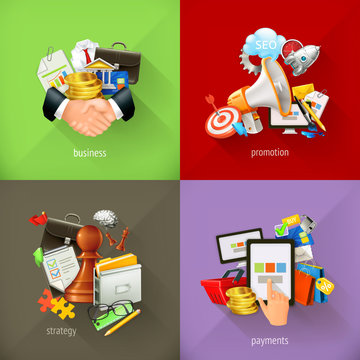 Business concepts, 3d vector icons