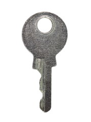 Silver metal key isolated on white background