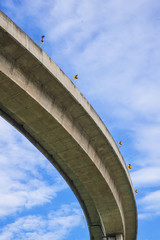 Underside of an elevated roads