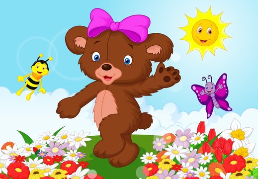 Happy baby bear cartoon