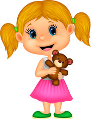 Little girl holding bear