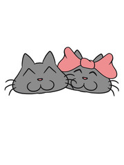 Süßes niedliches Katzen Paar Pärchen Liebe