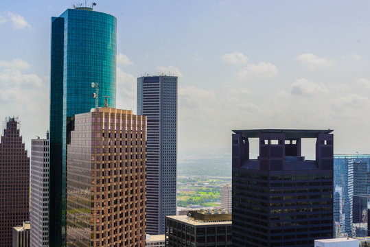 Downtown Houston Buildings And Streetscape