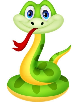 Cute green snake cartoon