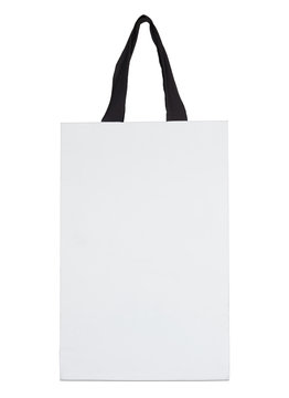 white paper bag isolated on white with clipping path