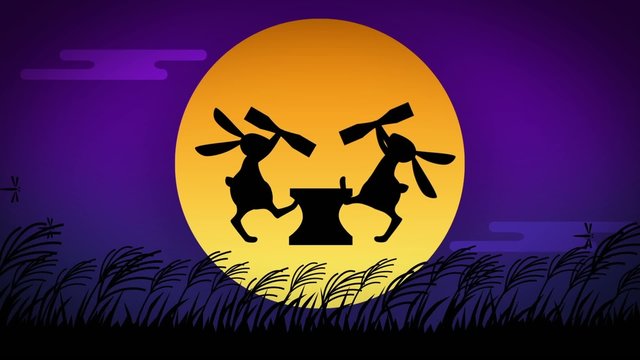 月で餅を突くウサギ＿B