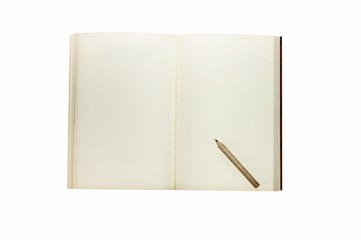 blank page of a book and pencil