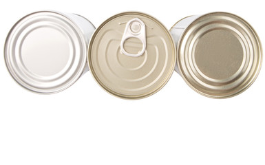 Tin can over white background