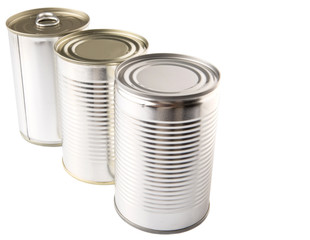 Tin can over white background