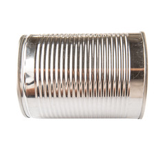 Tin can over white background