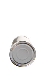 Tin can over white background