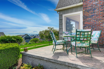 Walkout deck with amazing view of mountain Rainer