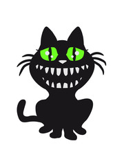 Kleine verrückte lustige Grinsekatze lacht