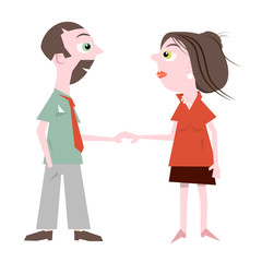 Man and Woman Holding Hands Vector Illustration