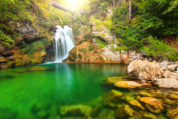 Sum waterfall in the Vintgar gorge,Slovenia,Europe