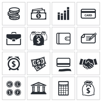 Money finance icons collection