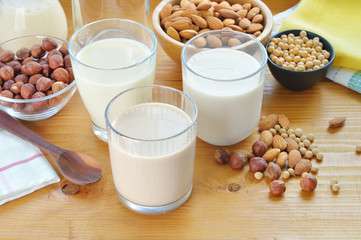 Different vegan milks.