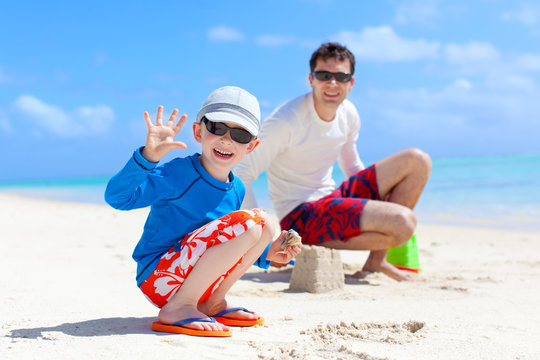 Family Building Sand Castle