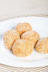 sweet rice balls filled with sweet bean paste
