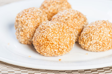 sweet rice balls filled with sweet bean paste