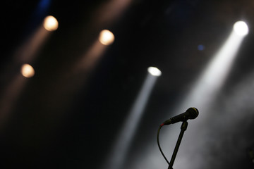 Microphone on  a stage
