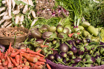 Many different ecological vegetables on market in India