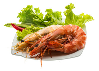 Boiled king prawns