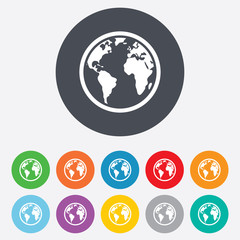 Globe sign icon. World map geography symbol.