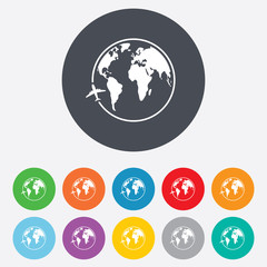 Airplane sign icon. Travel trip symbol.