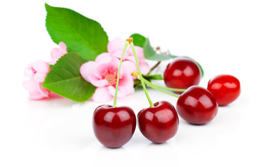 Sweet cherry, on white background