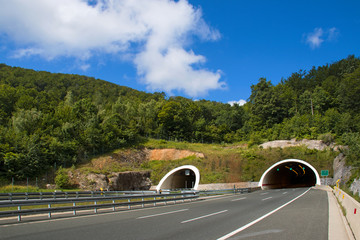 Two tubes tunnel on highway between Zagreb and Rijeka in croatia
