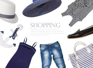 collage of clothing and accessories in a marine style