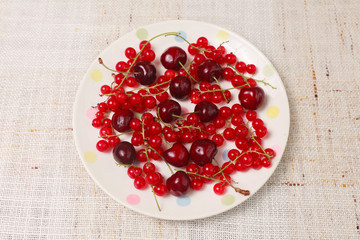 Mixed red berries in bowl