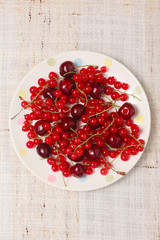 Mixed red berries in bowl