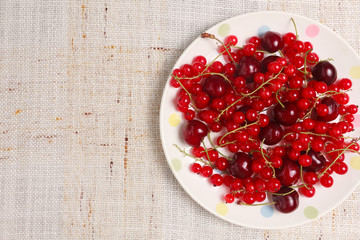 Mixed red berries in bowl