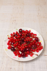 Mixed red berries in bowl