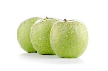 Three fresh green apples