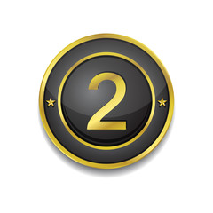 2 Number Circular Vector Golden Black Web Icon Button