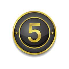5 Number Circular Vector Golden Black Web Icon Button