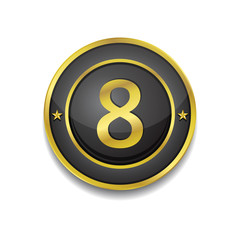 8 Number Circular Vector Golden Black Web Icon Button