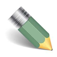 green pencil with shadow