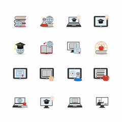 Online education icon flat