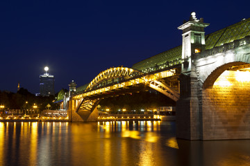 Andreevsky bridge in Moscow at night
