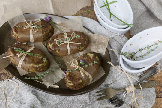 original vegetables souffle with flowers