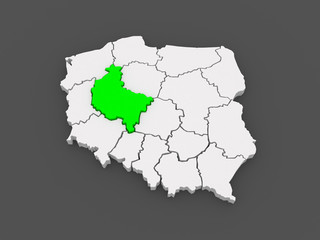 Map of Wielkopolska. Poland.