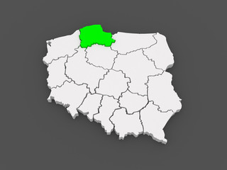 Map of Pomeranian. Poland.