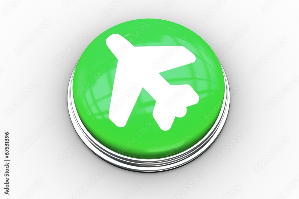 Poster Composite image of airplane graphic on button