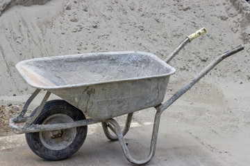 Classical concrete trolley, cement wheelbarrow
