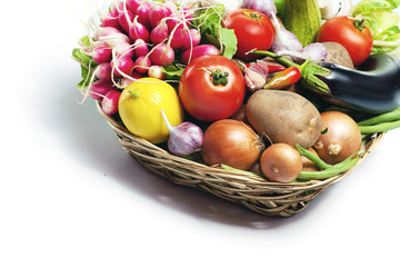 fresh Healthy Vegetables on a White Background.