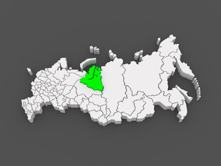 Map of the Russian Federation. Yamal-Nenets Autonomous Okrug.